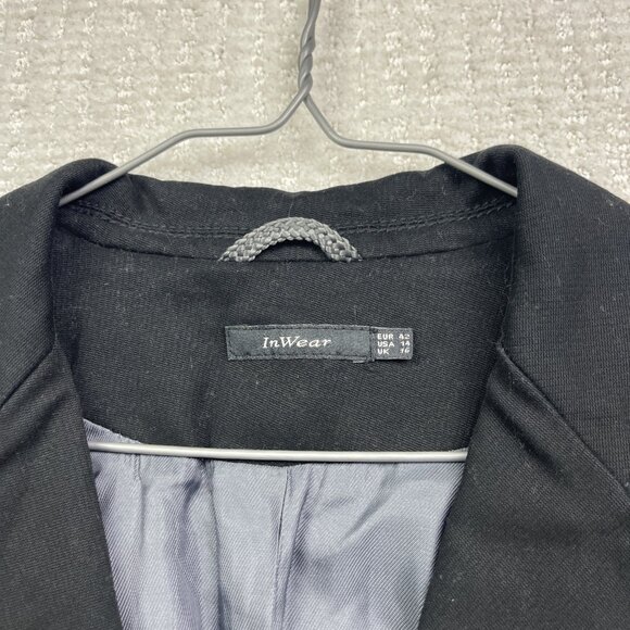 InWear Women's Two Button Blazer Black Boho Folk Cropped Floral Size 14 US - Picture 5 of 14